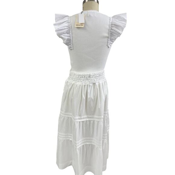 NWT Industry Republic White Ruffle‑Sleeve Top M & Tiered Maxi Skirt XL Set - Picture 3 of 7